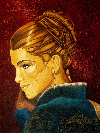 Queen Rania, coloured pencils on paper, 40 x 30 cm